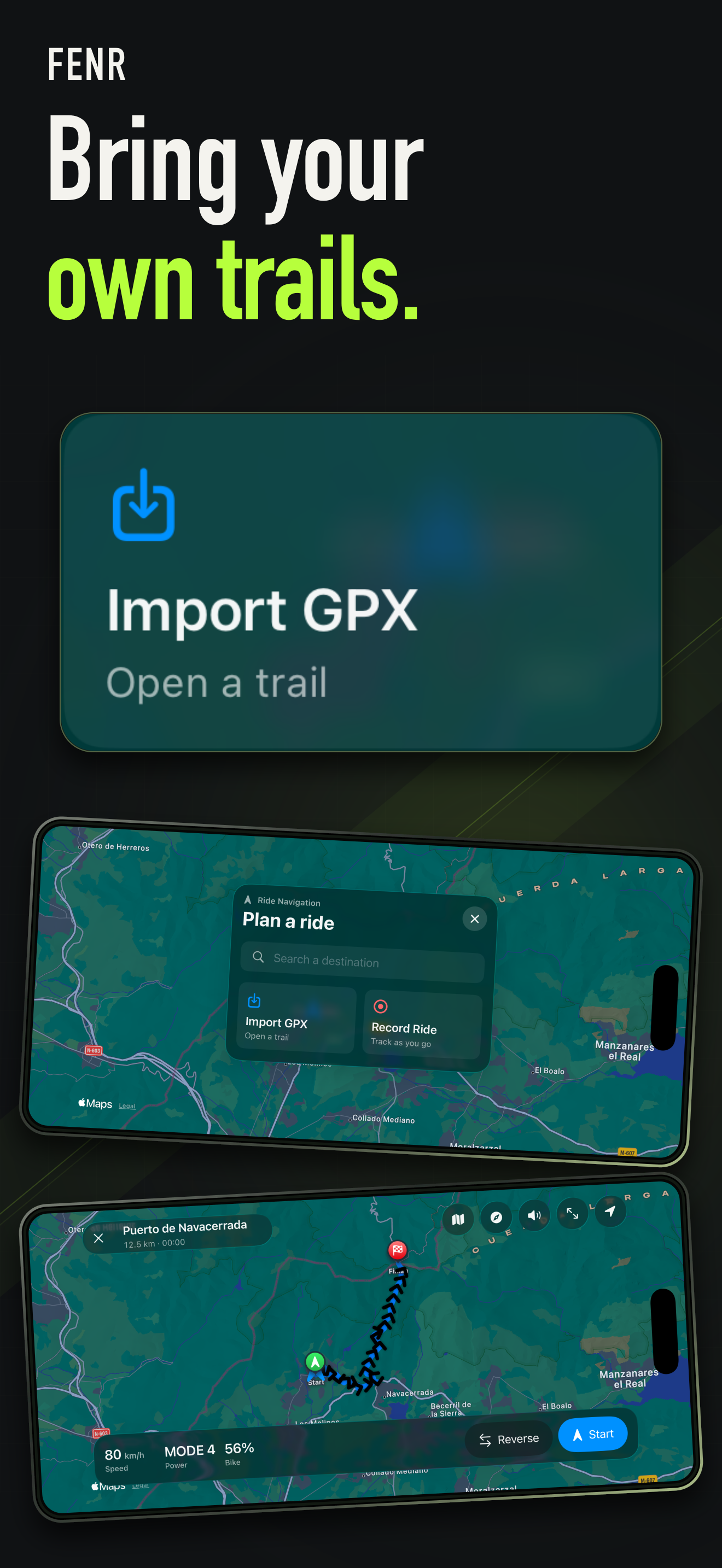 Importación de rutas GPX y navegación en FENR