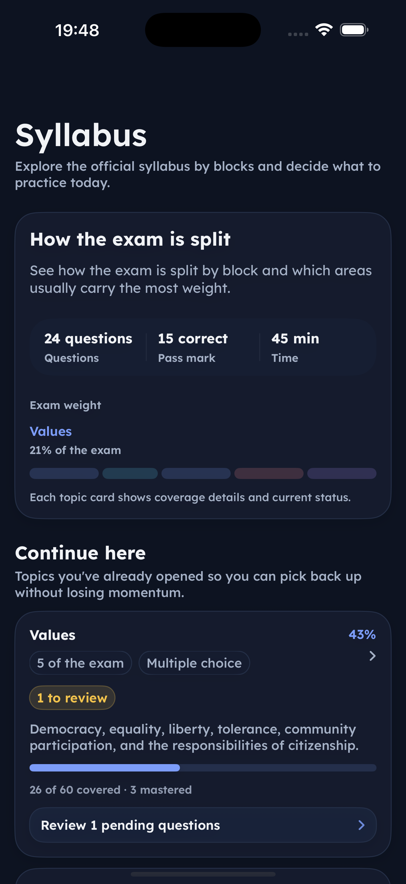 UK GO syllabus screen