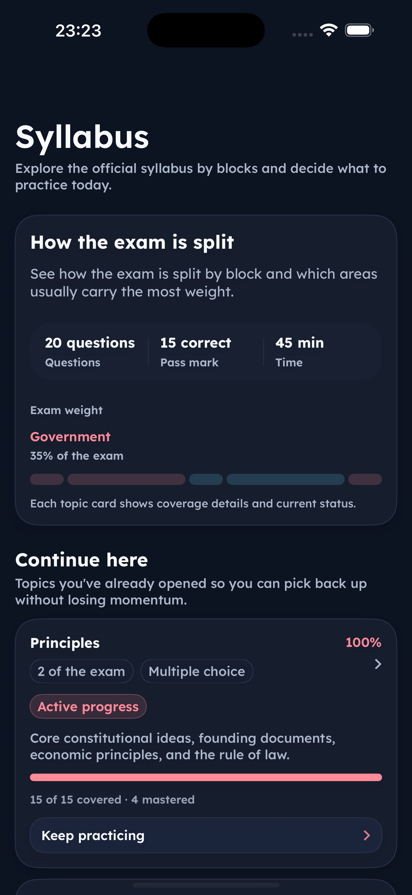 USA GO syllabus screen